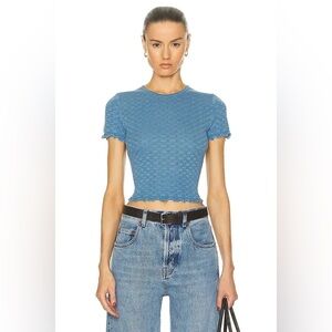 Guest In Residence Checker Baby Tee In Denim Blue size XS